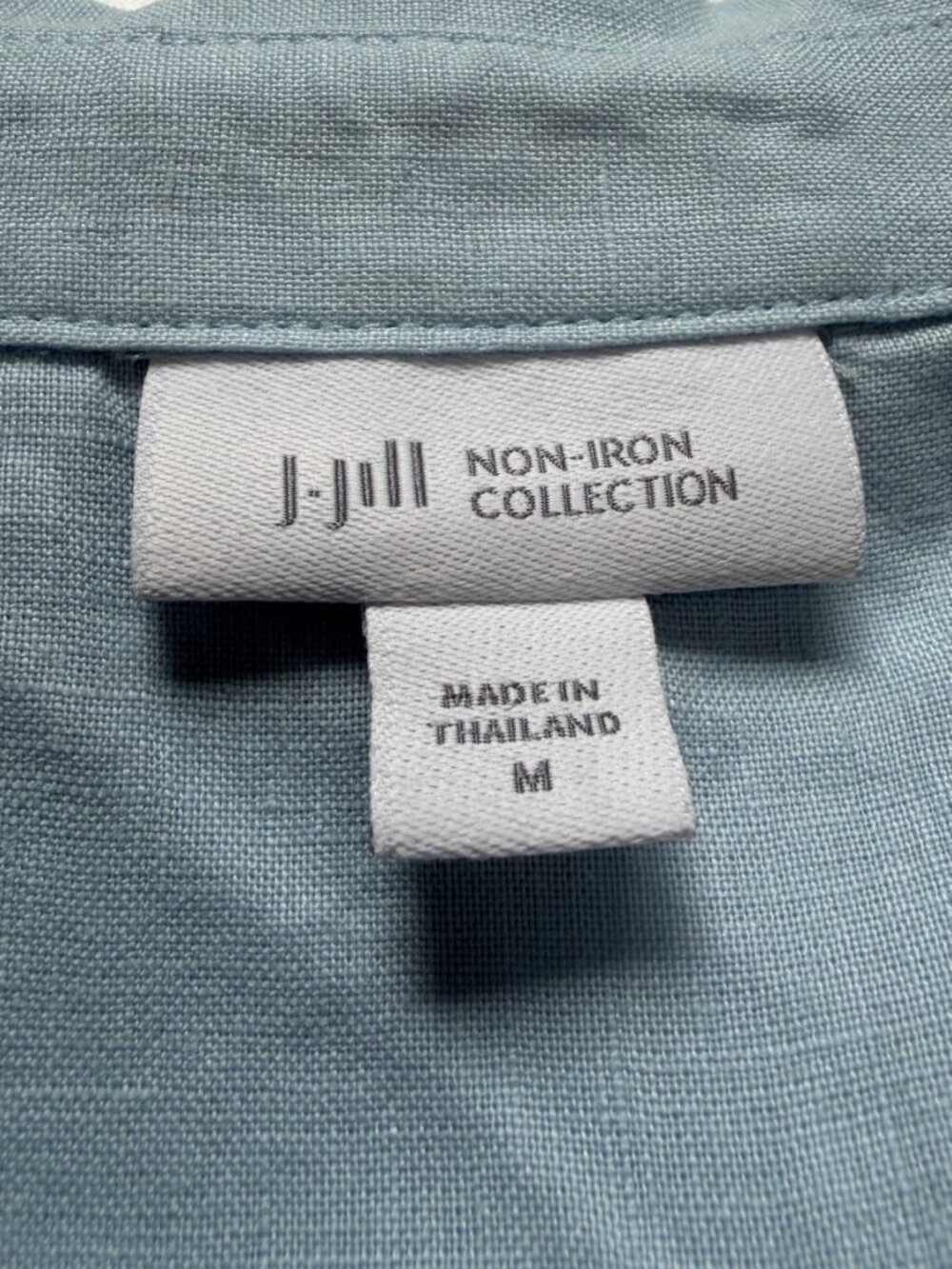 J. JILL Light Blue Linen Popover Collared V-Neck Top Size M - Picture 3 of 8